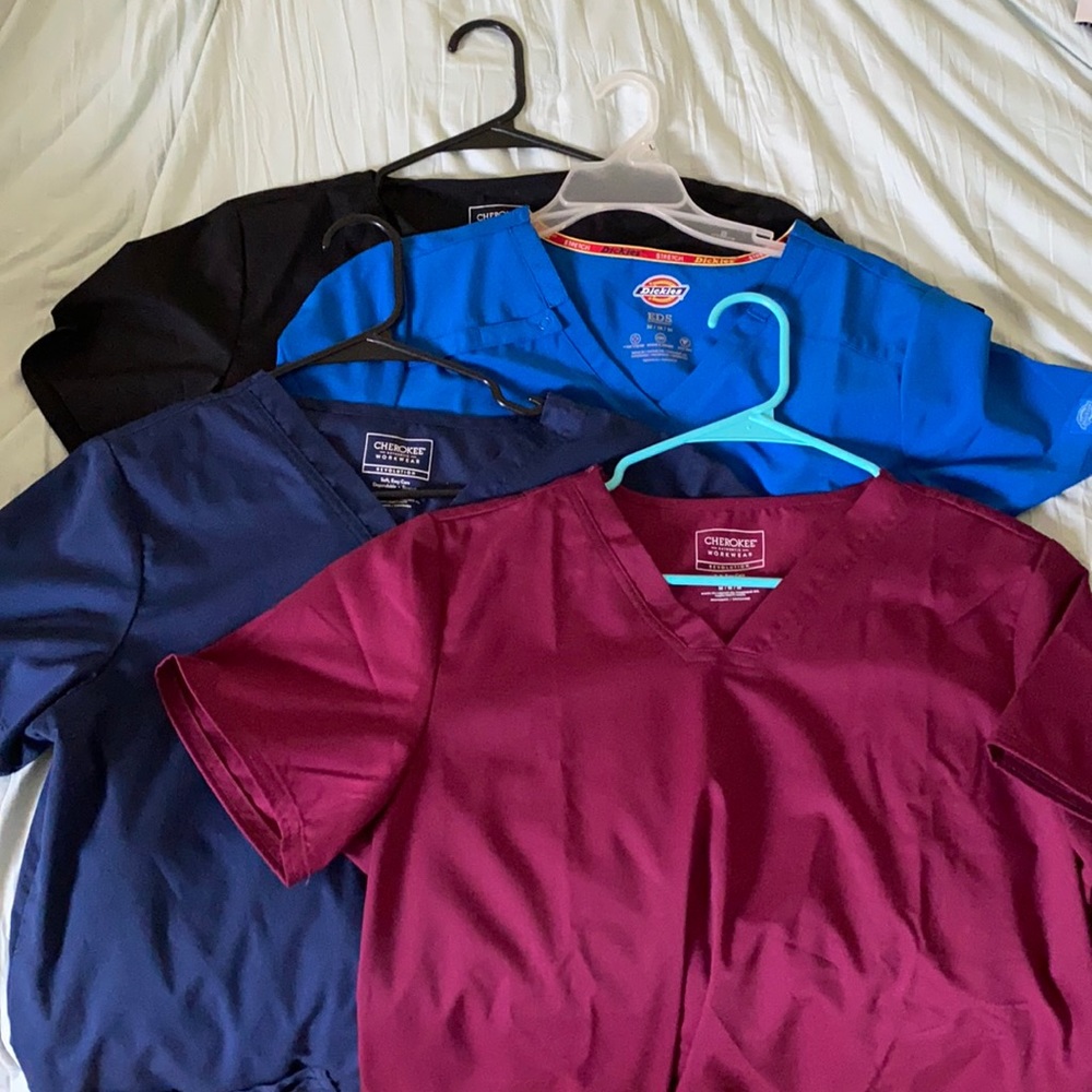 4 Scrub Tops Only Worn Once Or Twice Each. - image 1